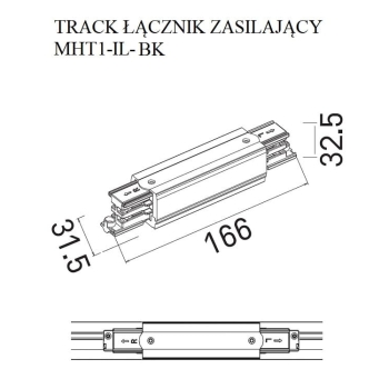 Łącznik Prosty Zasilający Czarny MaxLight