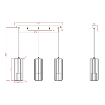 Lampa wisząca Sintra 3 linia czarna Light Prestige