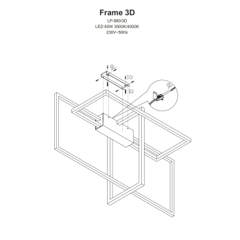 Lampa Frame 3D 3000K czarna Light Prestige
