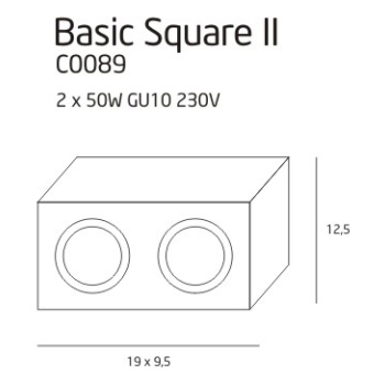 Lampa Plafon Natynkowa Basic Square C0089 MaxLight