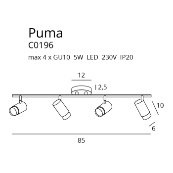 Lampa Plafon Natynkowa Puma C0196 MaxLight