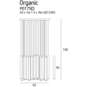 Lampa Wisząca Organic Ix33 P0175D MaxLight