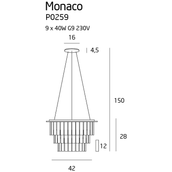 Lampa Wisząca Monacop9 P0259 MaxLight