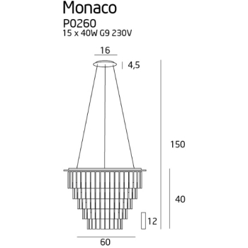 Lampa Wisząca Monacop15 P0260 MaxLight