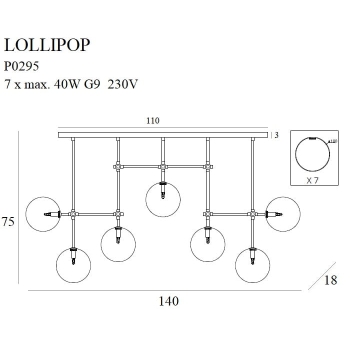 Lampa Wisząca Lollipop7 P0295 MaxLight