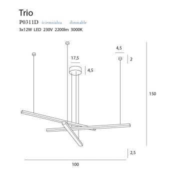 Lampa Wisząca Trio P0311D MaxLight