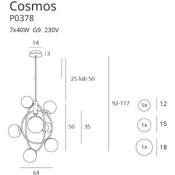 Lampa Wisząca Cosmos P0378 MaxLight