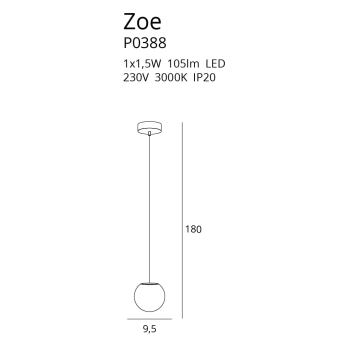 Lampa Wisząca Zoe 1 P0388 MaxLight