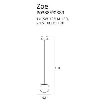 Lampa Wisząca Zoe 1 P0389 MaxLight