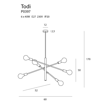 Lampa Wisząca Todi P0397 MaxLight