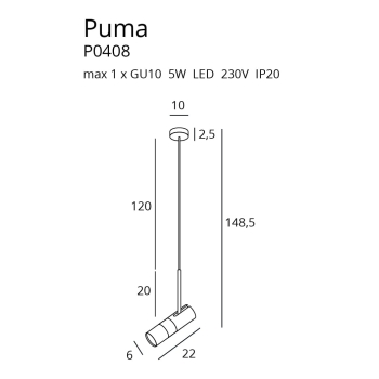 Lampa Wisząca Puma P0408 MaxLight