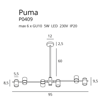 Lampa Wisząca Puma P0409 MaxLight