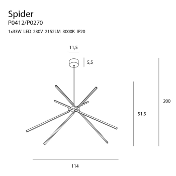 Lampa Wisząca Spider P0412 MaxLight