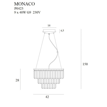 Lampa Wisząca Monacop9 P0423 MaxLight