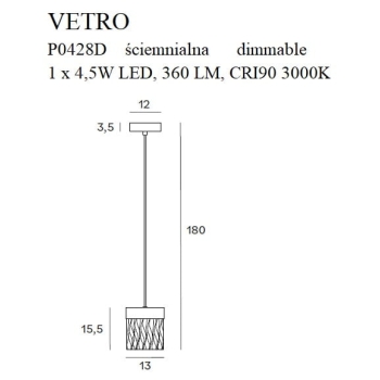 Lampa Wisząca Vetro P0428D MaxLight