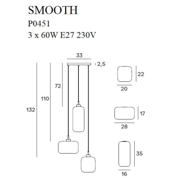 Lampa Wisząca Smooth  P0451 MaxLight