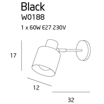 Kinkiet Black W0188 MaxLight